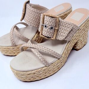 Dolce Vita Edwina Raffia Platform Slide Sandal (Women) Size 10